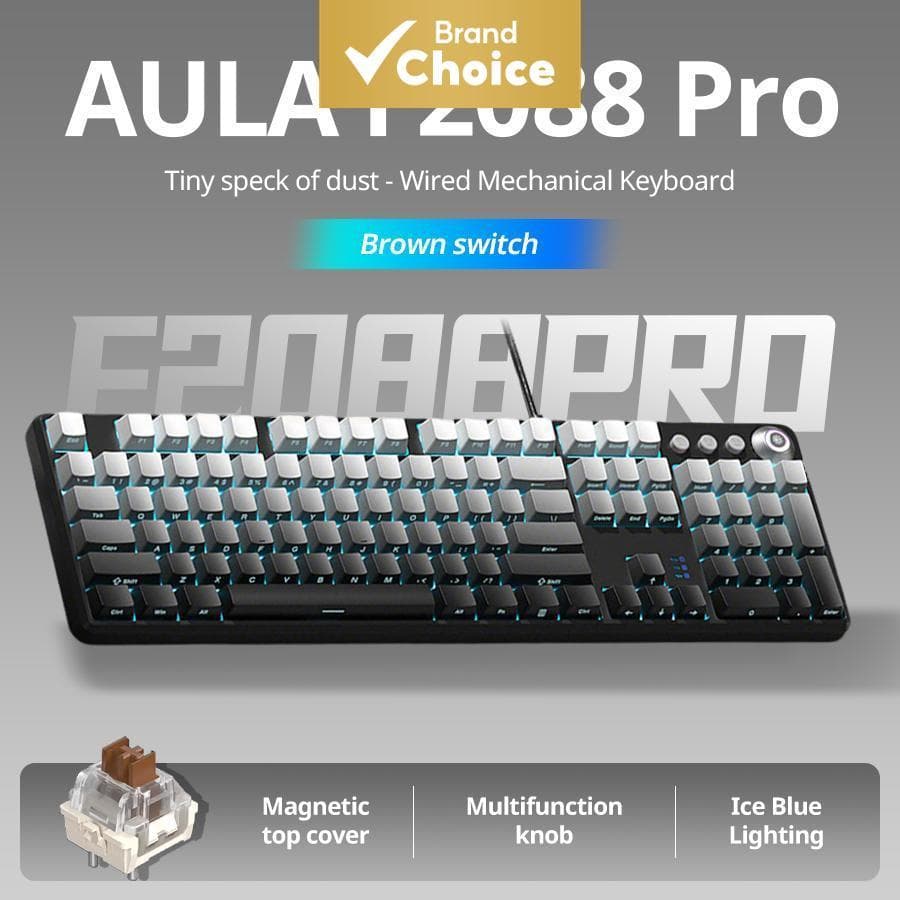 Teclado Mecânico AULA F2088Pro, 108 teclas com impressão lateral degradê, switches Brown – Teclado para jogos/escritório