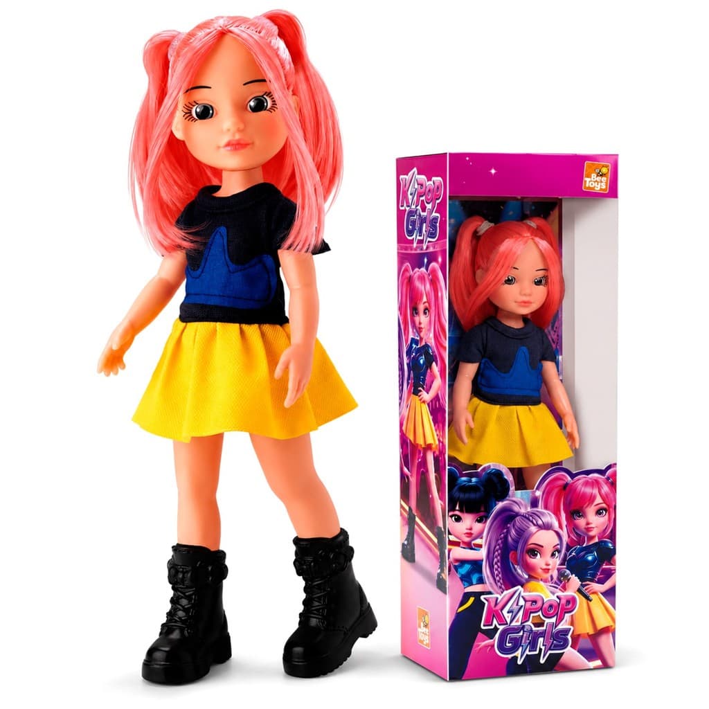 Boneca Kaori Beverly K-Pop Girls Caçadora Articulada Infantil Cabelo Rosa - Bee Toys