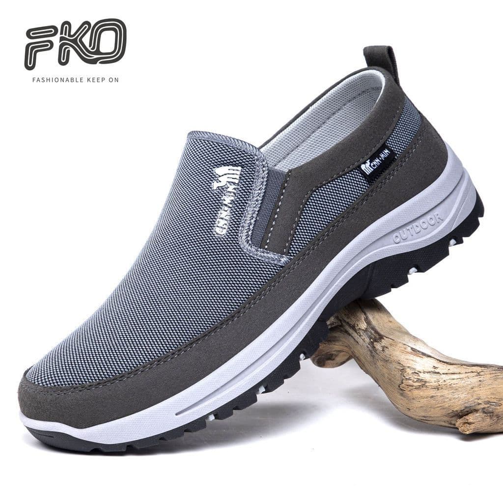 Tênis esportivos casuais para homens de meia-idade e idosos, slip-on, sola macia, antiderrapante, tênis para caminhada N