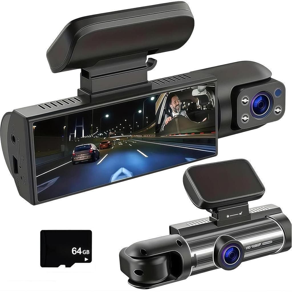 2025 Novo Câmera de Painel Grande Angular HD 1080p Frontal e Traseira Carro