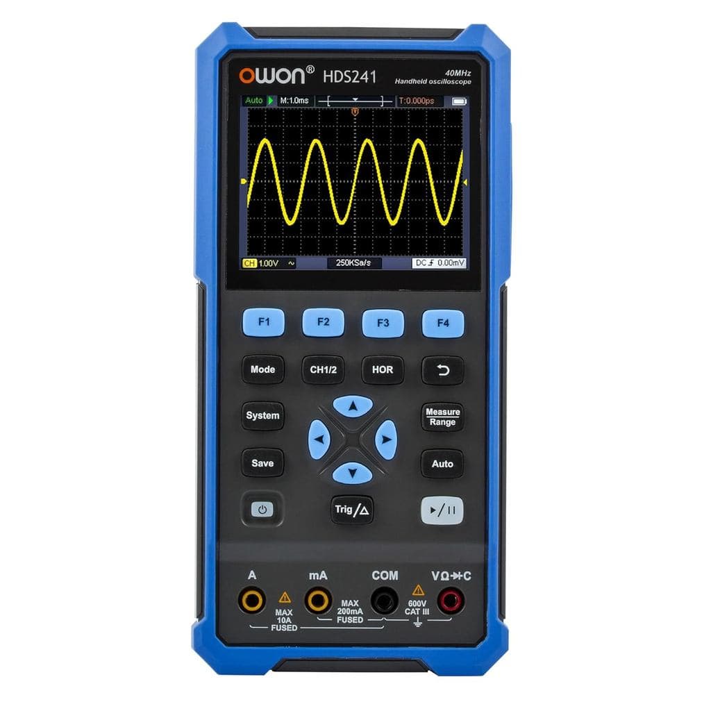 Osciloscópio Digital Portátil HDS241 40MHz 1 Canal com Multímetro 24.000 contagens e Gerador Sinais
