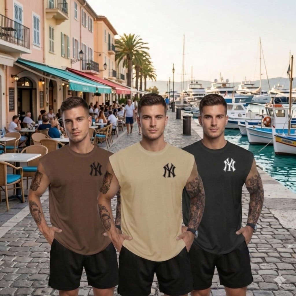 Kit 3 Camisetas Regatas Oversized Masculina Algodão Premium Streetwear New York