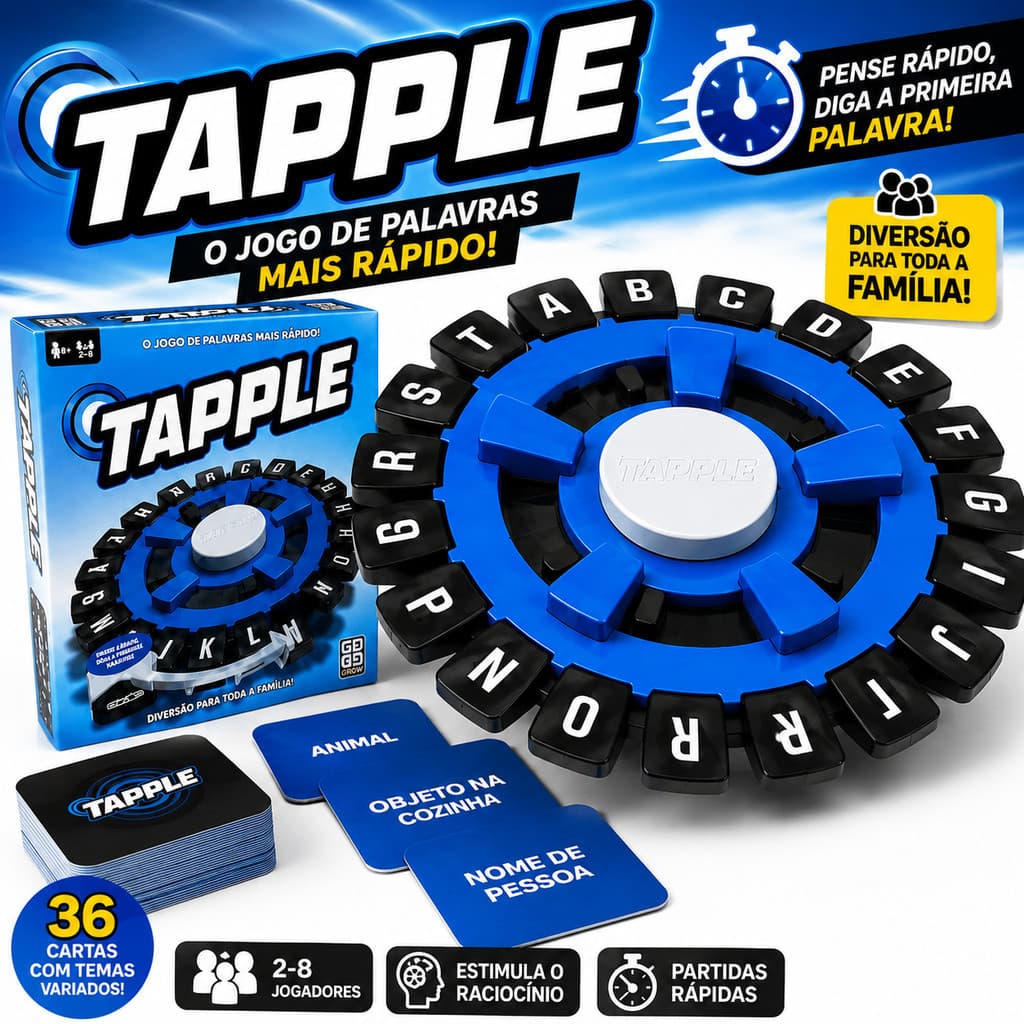 Tapple Jogo Tabuleiro Stop Caça Palavras em Português Trava Letras Temporizador brinquedos de menino menina Familia