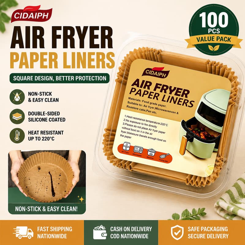 Papel Para Assar Fritadeira De Ar De Qualidade Alimentar | À Prova De Óleo , Sem BPA , 50/100 Unidades Forno