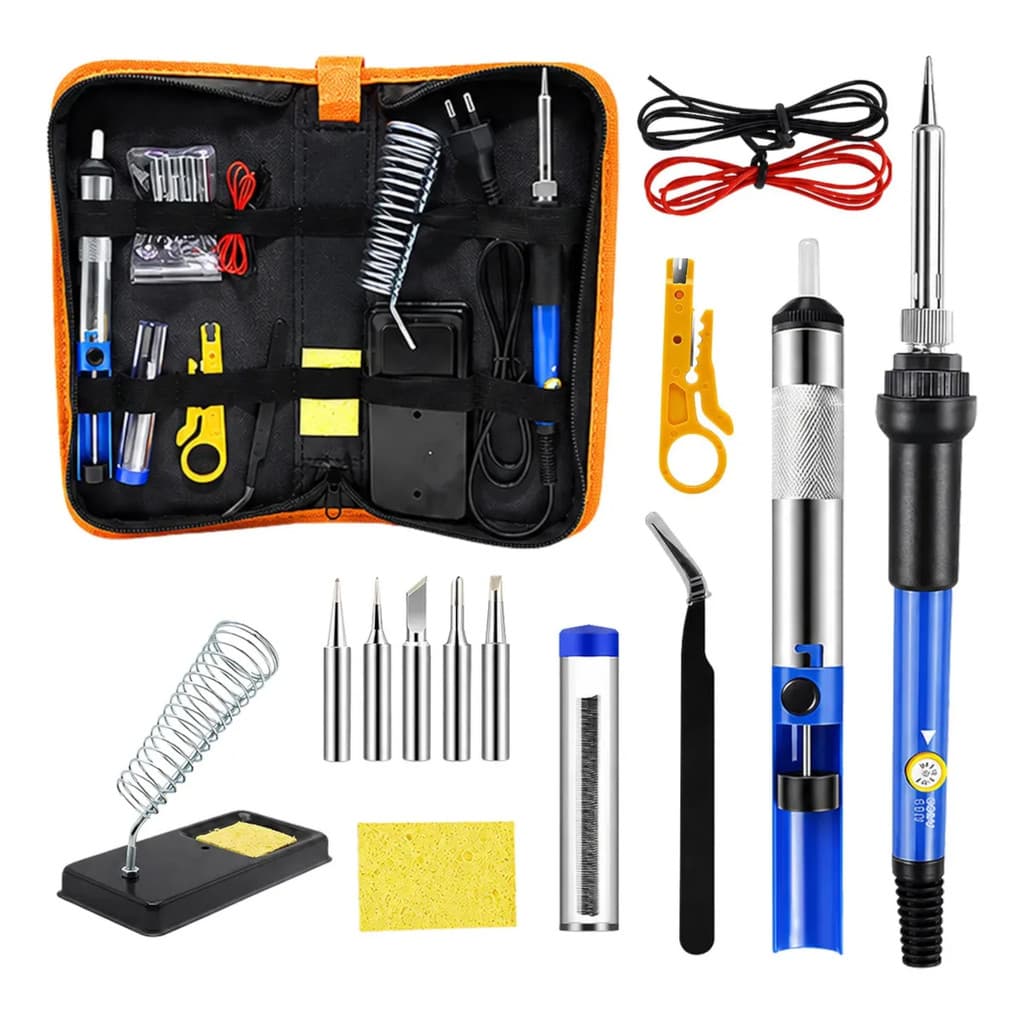 Kit Ferro de Solda 60w Profissional Completo Ajustável Completo Eletrônica 127 V