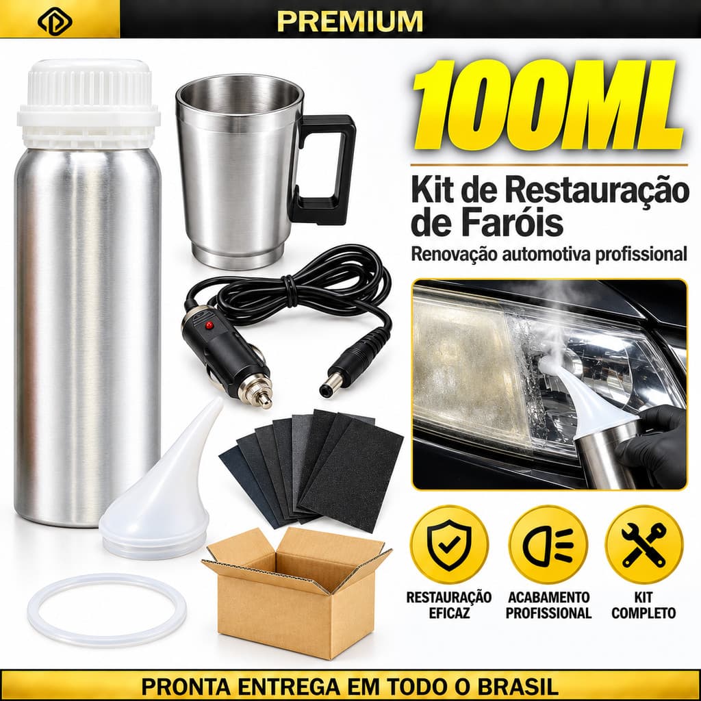 Kit De Restauração De Farol 100ml Revitalizador De Polímero Com Copo Aquecedor Ferramenta Para Carro Motocicleta