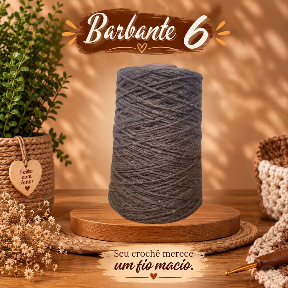 Barbante 6 Marrom Café 500g para Crochê | Fio para Artesanato Tapete Bolsa Cor Neutra