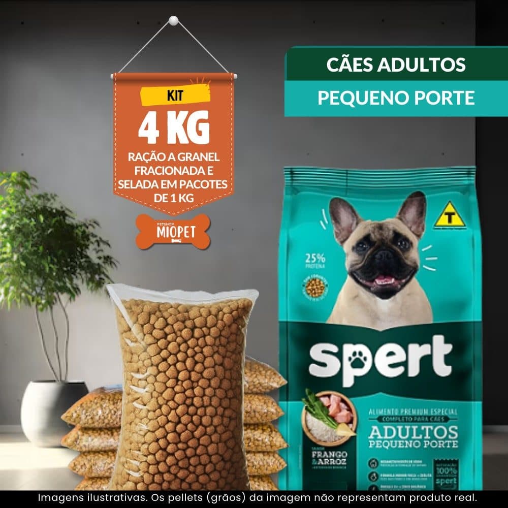 Ração Para Cachorro Spert Cães Pequeno Porte a Granel – Frango e Arroz. | 25% Proteína | Embalagem Selada por Quilo