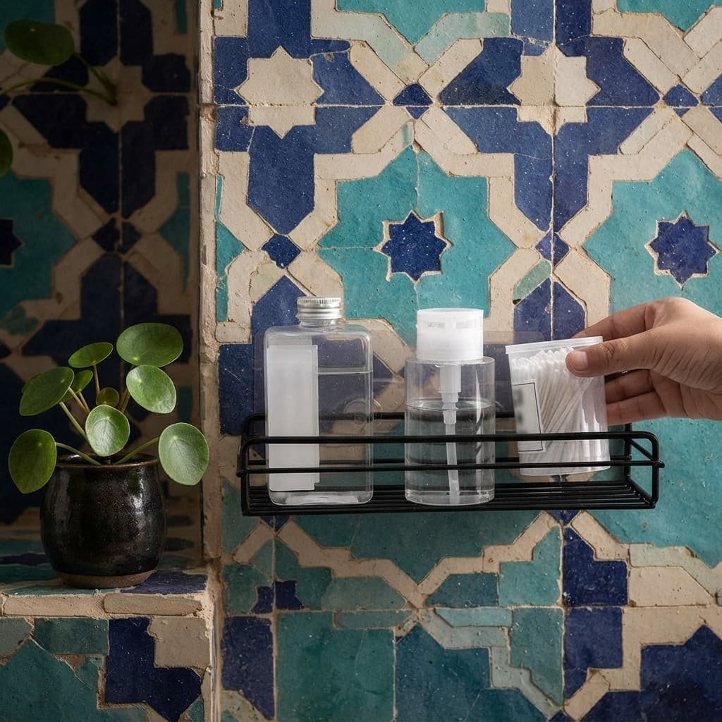 Organizador Banheiro Suporte Prateleira Adesiva Sem Furo Parede Metal Aramado Porta Shampoo Drenagem Eficiente