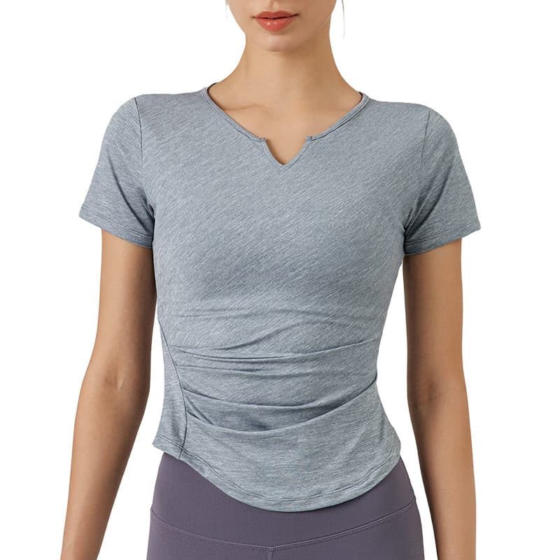Nymbol grande árvore com decote em V plissado Yoga manga curta roupas de Fitness topo feminino roupas de secagem rápida 