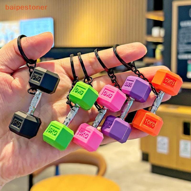 [baipestoner] Chaveiro Halteres para Academia, Moda, Halteres 3D em PVC, Chaveiro para Carro, Carteira, Mochila, Pingent