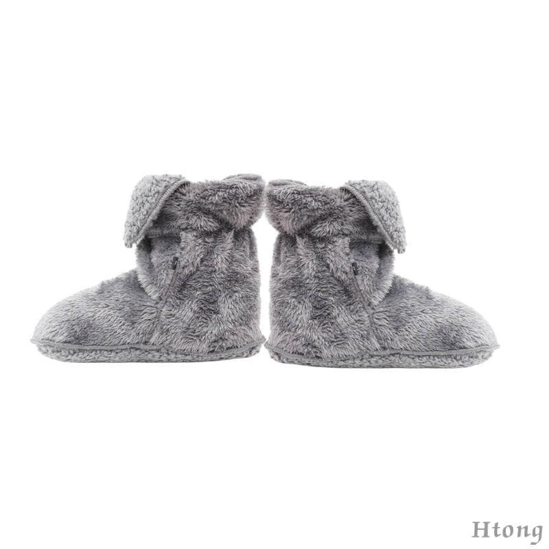 [Htong] Meias De Aquecimento De Pés Acolchoadas De Lã Chinelos Internos De Cano Alto Calçados Confortáveis Para Sala E D