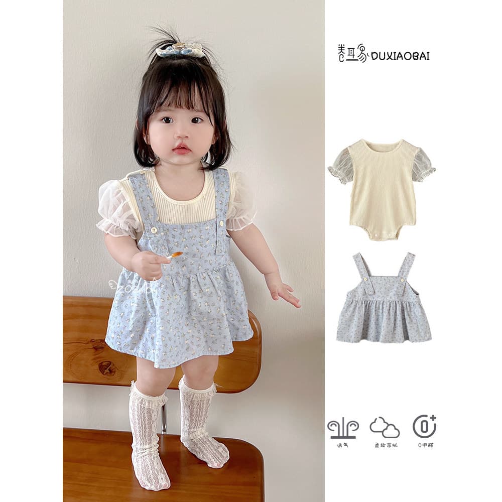 Roupas de bebê verão estilo fino roupas de bebê estilingue vestido de princesa terno menina bebê vestido de verão cinta 
