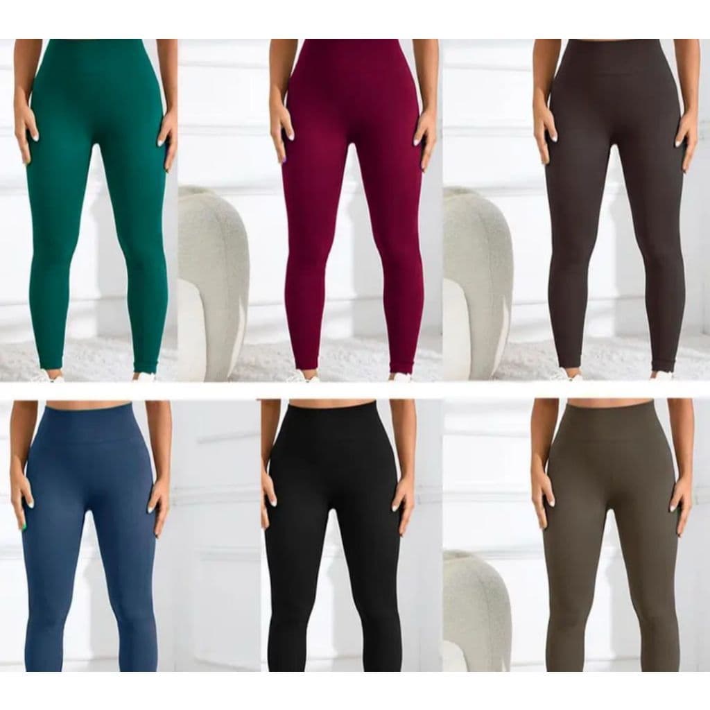 Calça Legging Canelada de Cintura Alta Sem Costura para Academia Feminina, Elástica, Esportiva e Fitness