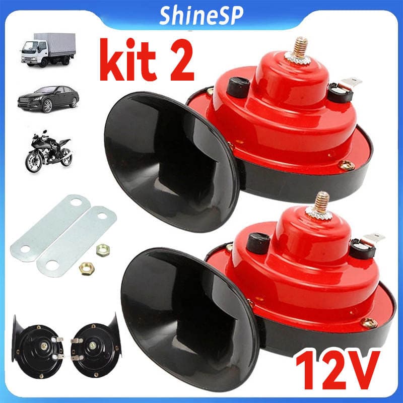 Kit 2pcs 12v Trem Alto Caminhão Carro Buzina Super Chifre Buzina Automotiva Caracol Dupla Universal Carro