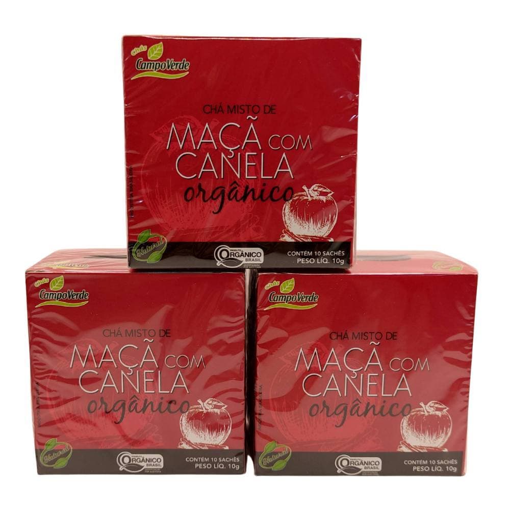 Kit 3 Chás Maçã com Canela Orgânico 10 sachês cada