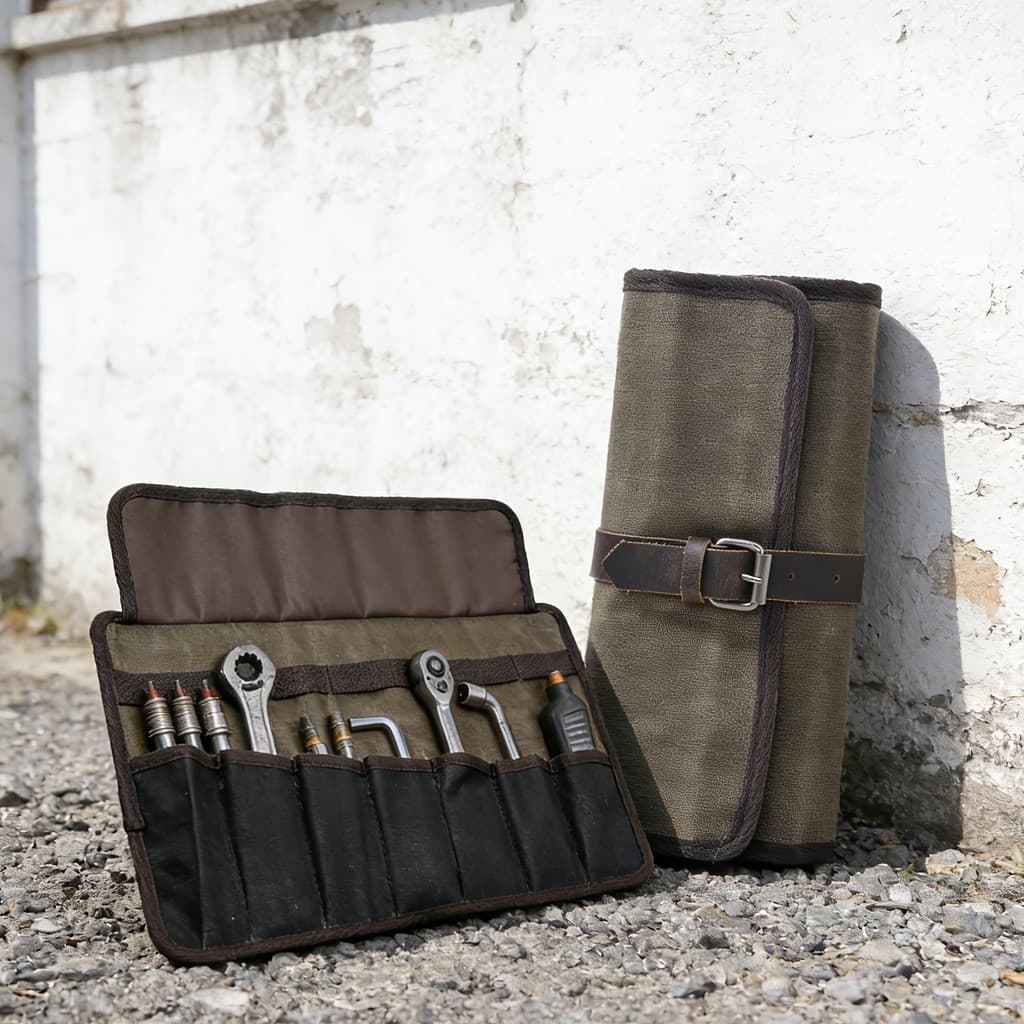 Kit de ferramentas de lona de cera de óleo retrô multifuncional portátil caixa de armazenamento de ferramentas de viagem