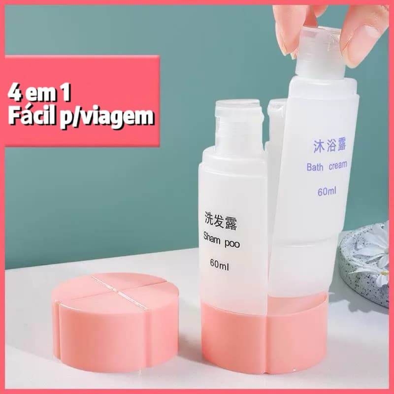 Kit 4 Peças/4 Em 1 Conjunto Frasco De Garrafas 60ml Dispensadores Shampoo Gel De Banho Loção Hidratante Maquiagem