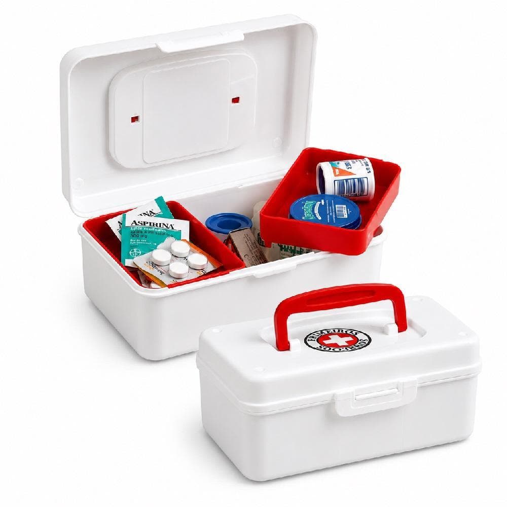 KIT PRIMEIROS SOCORROS MALETA 2 BANDEJAS PORTÁTIL FRASQUEIRA MEDICAMENTOS CARRO VIAGEM ORGANIZADOR COMPACTO