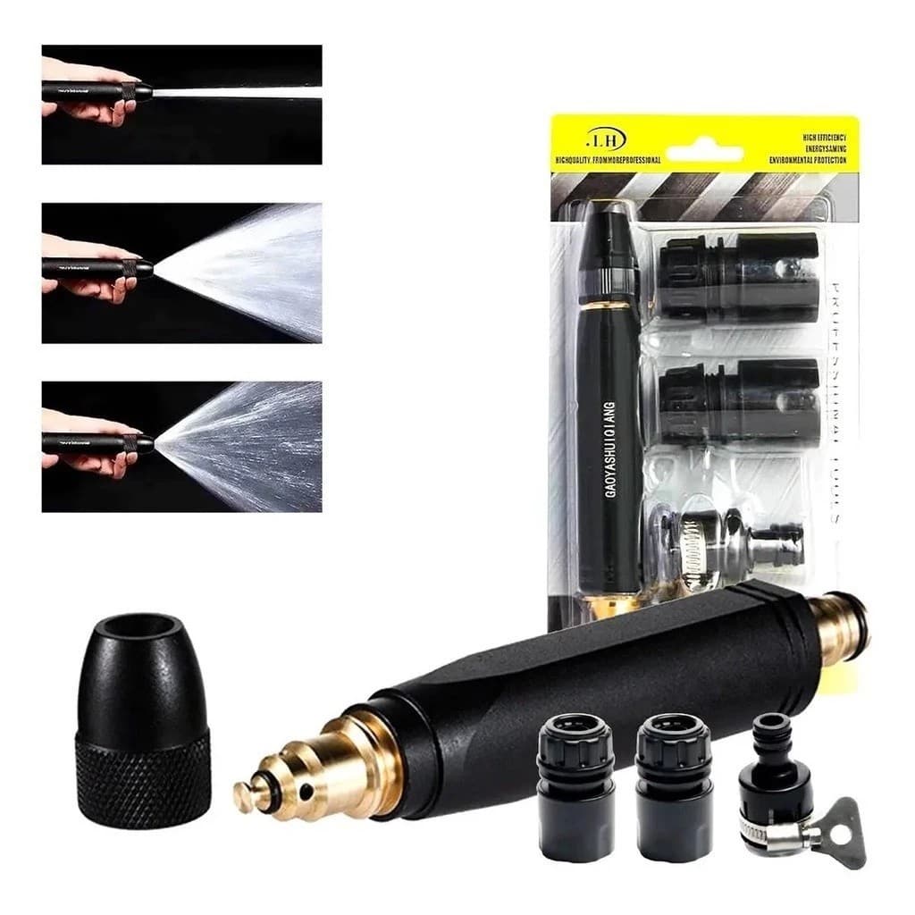 Kit 3 Em 1 Bico Alta Pressão Para Mangueira Lavagem Jardim Casa Carro + Conector