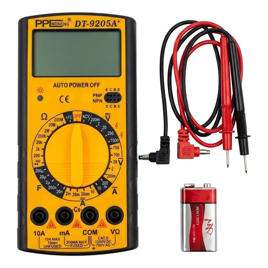Multímetro Digital Dt-9205a Com Bateria Portátil Capacímetro