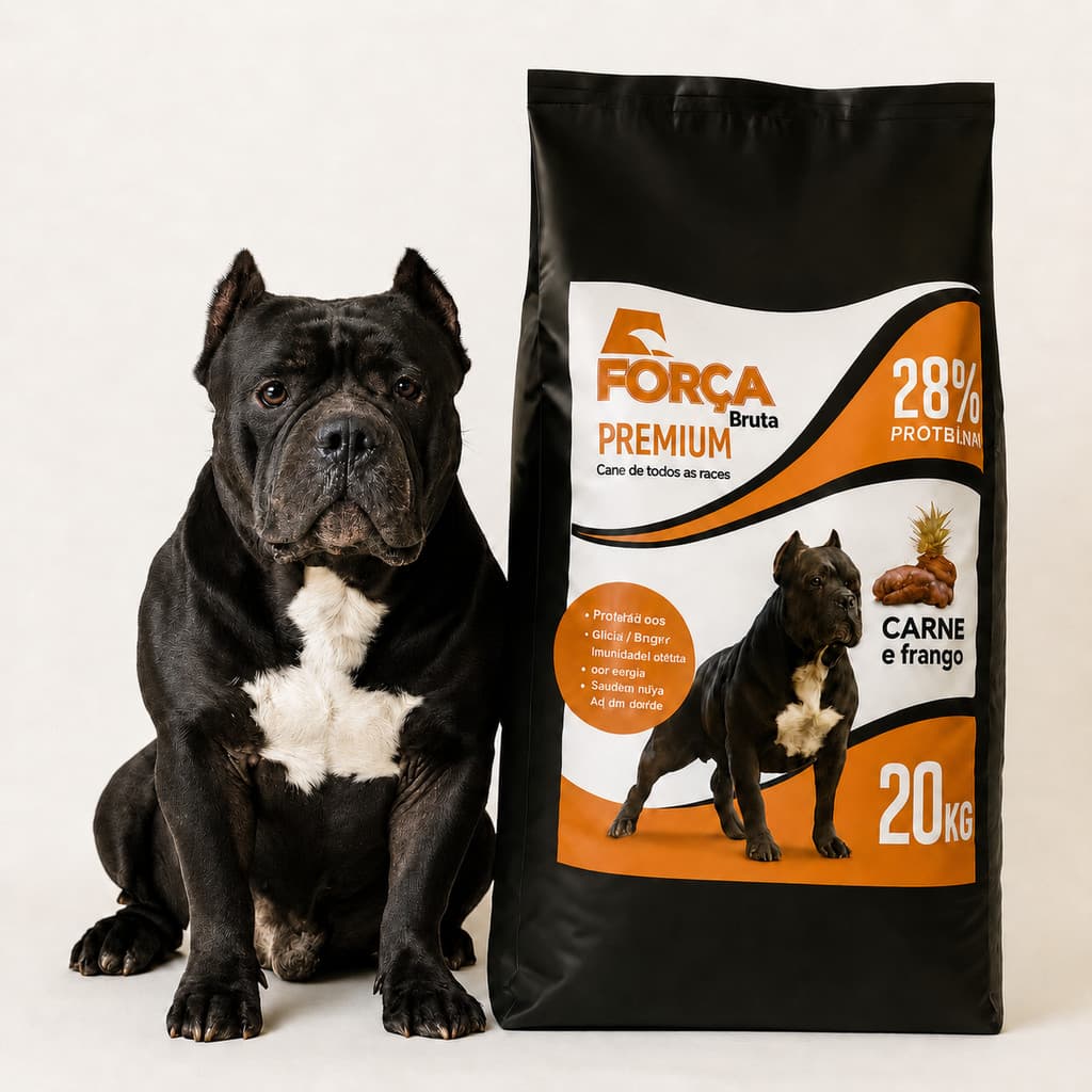 Ração Para Cachorros Força Bruta Premium 20kg 28% Proteína Carne e Frango