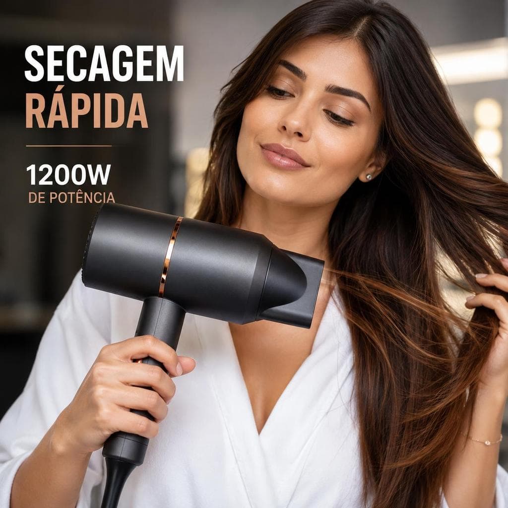 Secador de Cabelo 1200W Profissional Compacto com Bico Concentrador 110V 220V