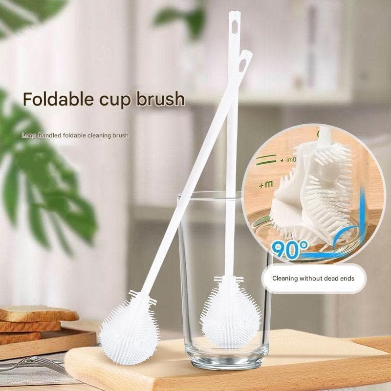 Escova De Copo De Silicone Mamadeira Limpeza De Chaleira Com Cabeça Dobrável Bebê Fácil De Limpar Alça Longa Purificador