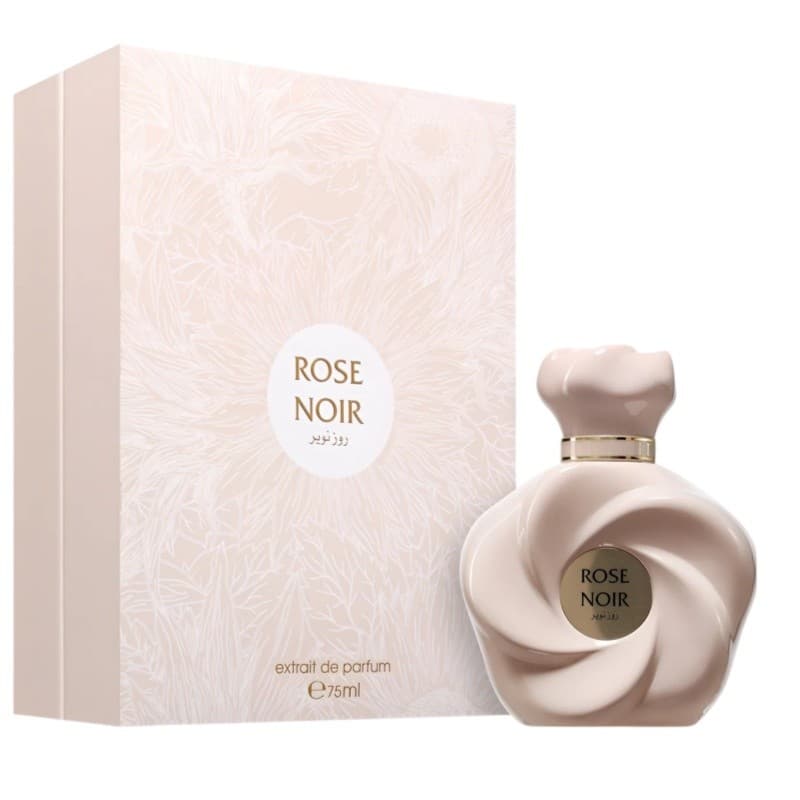Perfume Árabe importado Rose Noir Feminino Cítrico Fragrância 75ml Âmbar Doce Amadeirado EDP Longa Duração Body Splash