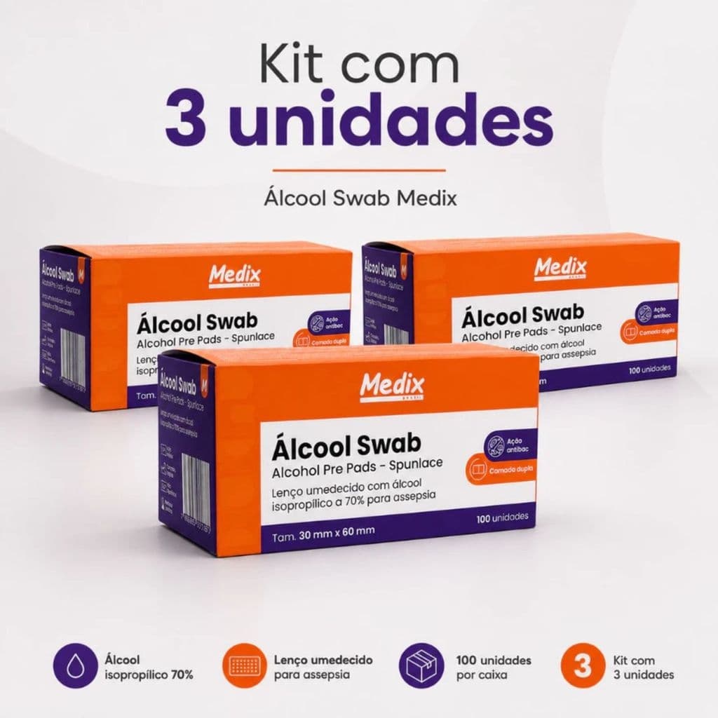 Kit Econômico 3 Caixas Álcool Swab Medix – 300 Unidades