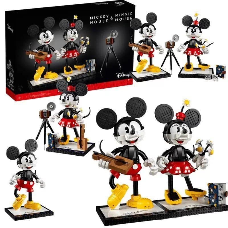 Compatível com blocos de montar LEGO Disney Mickey e Minnie, modelo de figura em pé, presente de casamento 43179