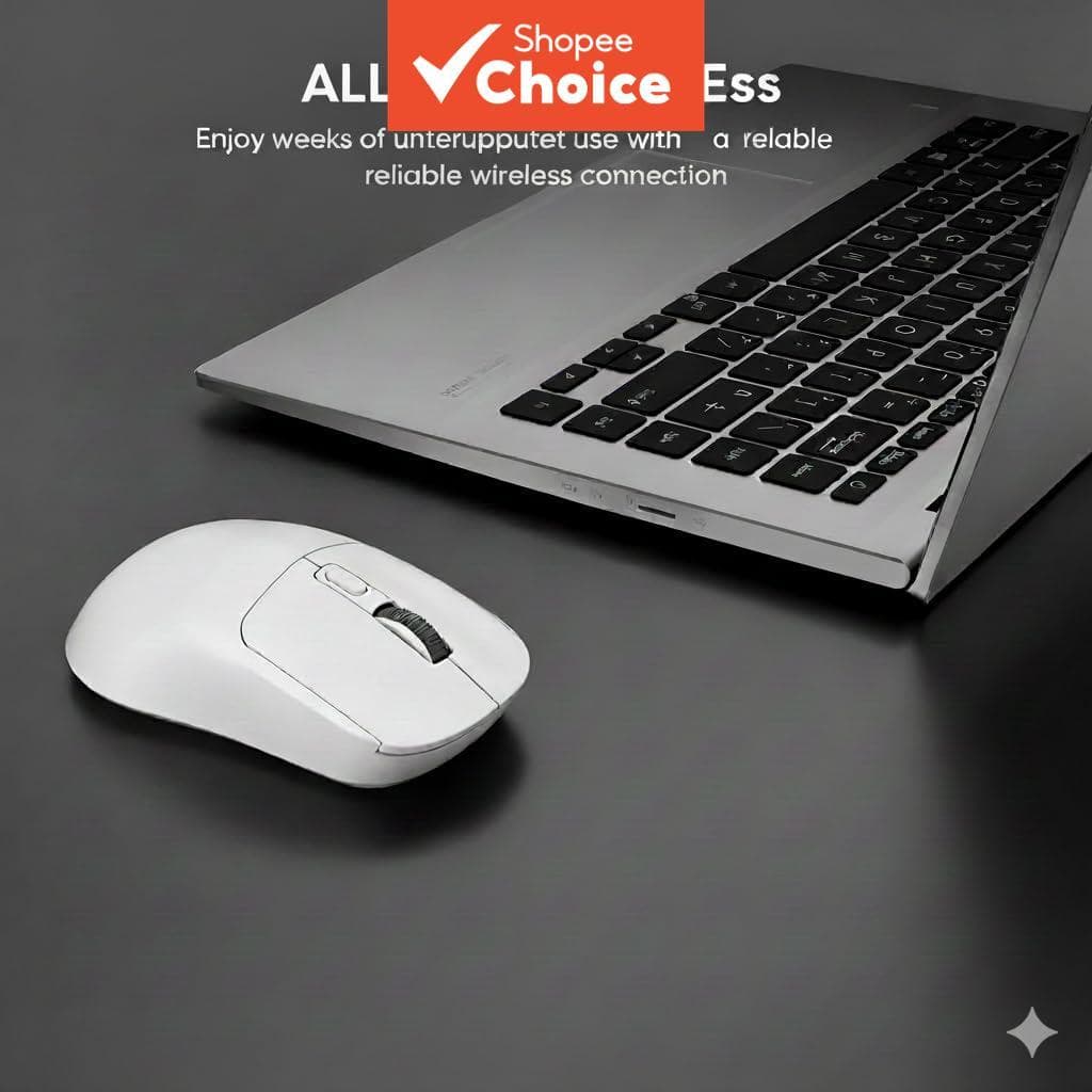 Mouse sem fio ITLY M348 com conexão dupla (Bluetooth e receptor) para jogos e escritório. Compatível com computadores e