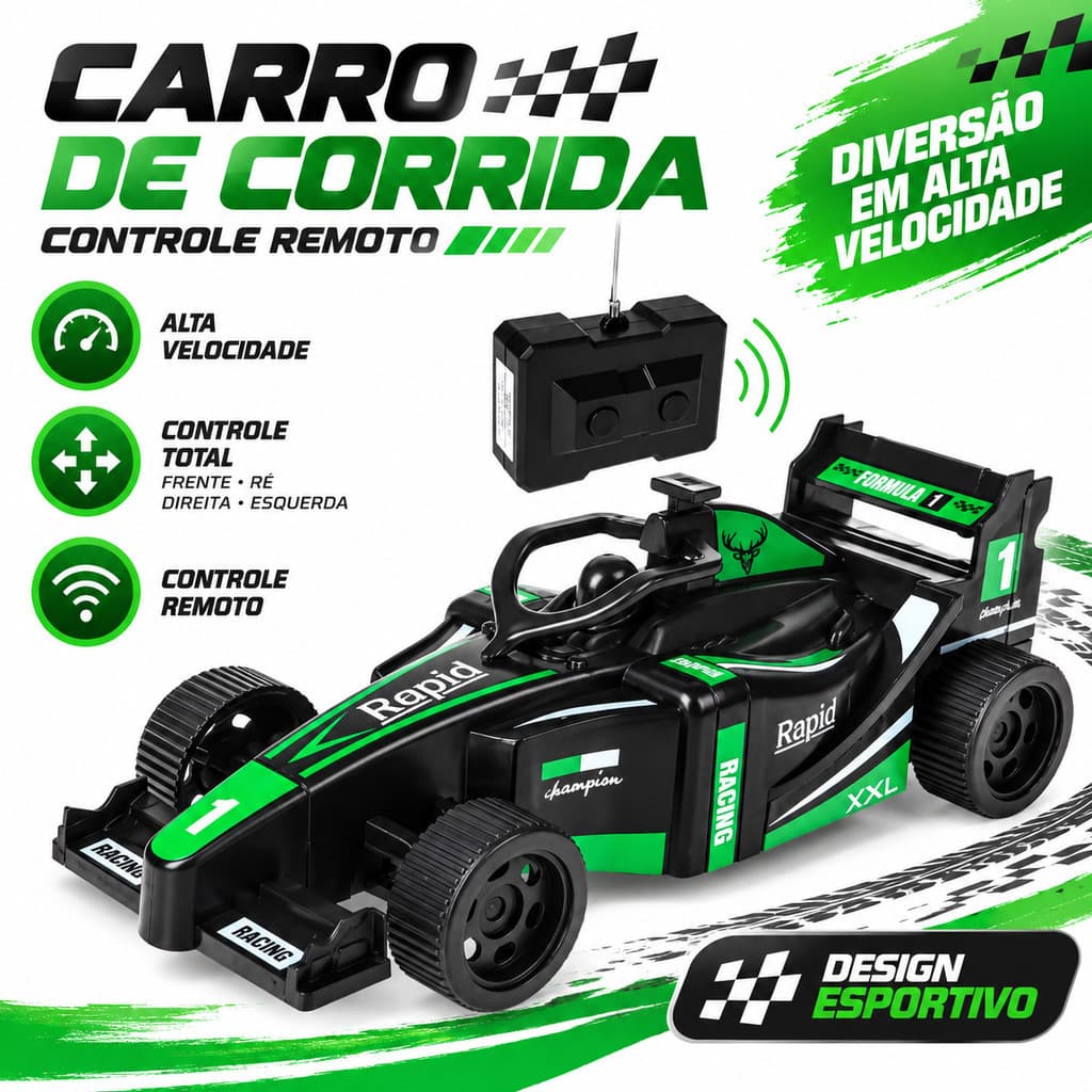 Carrinho Fórmula 1 Controle Remoto F1 Carro de Corrida Brinquedo Infantil
