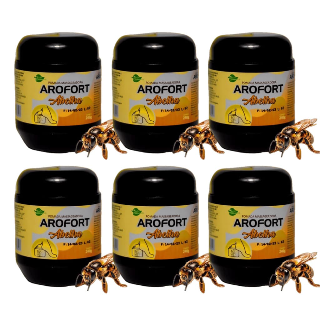 Kit 6 - Pomada Massageadora Arofort Abelha 240g - Aroeira Cosmética - Relaxamento e Alívio