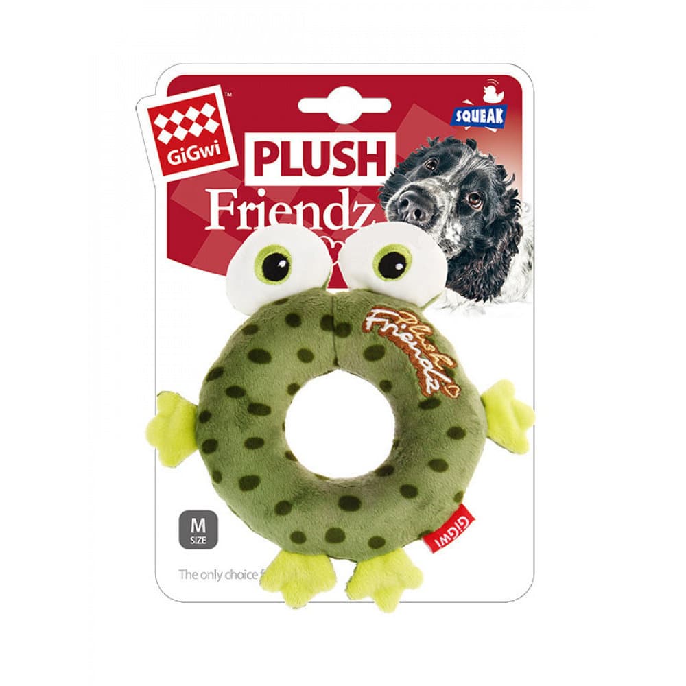 GiGwi Guiwei Sapo Donut Brinquedo para Cachorro Brinquedo de Borracha de Pelúcia Voz Molar Resistente ao Dentes Brinqued