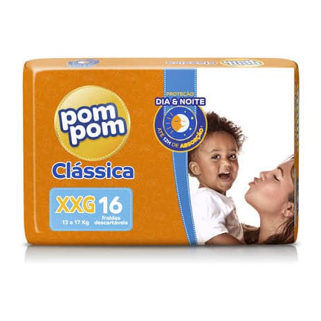Fralda Descartável Pom Pom Clássica Jumbo Tamanho XXG Pacotes com 16 Fraldas