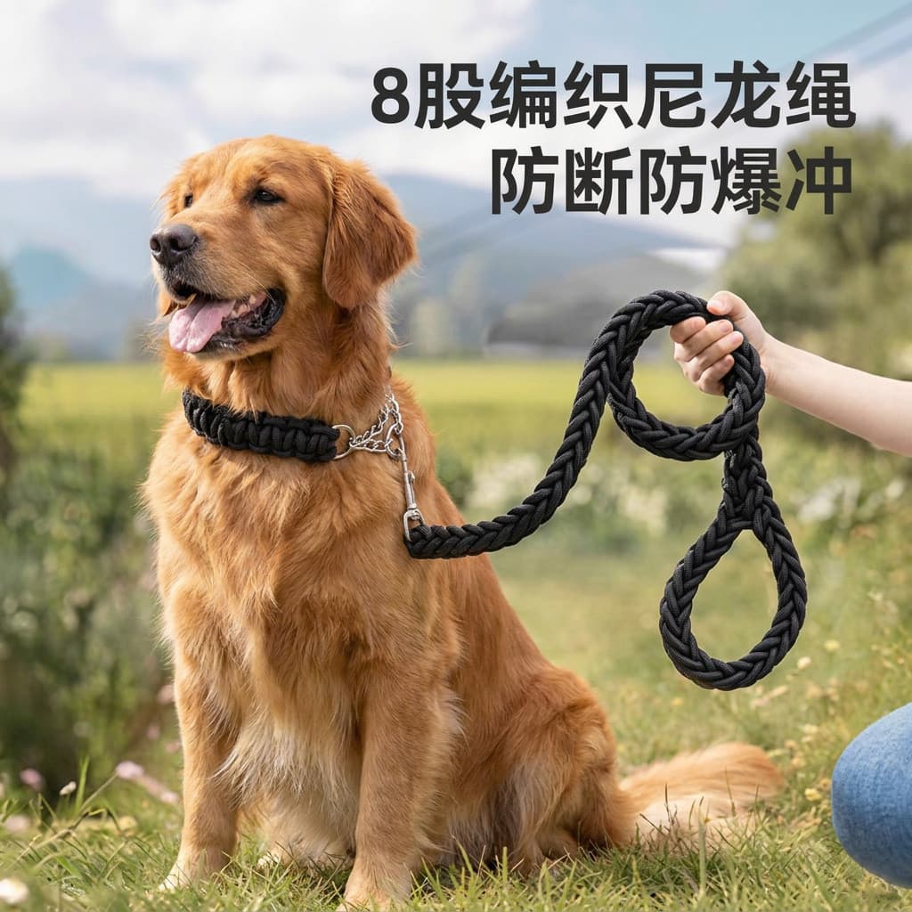 Coleira e guia para cães de porte médio e grande, como Golden Retriever e Labrador, coleira de pescoço para cães, guia p