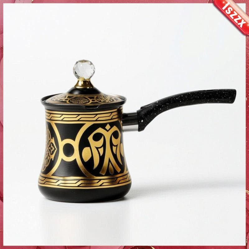 [Lszzx] Cafeteira Turca Estilo Vintage , Pote De Aço Preto Dourado Com Botão De Tampa De Cristal Para Café Expresso E Ca