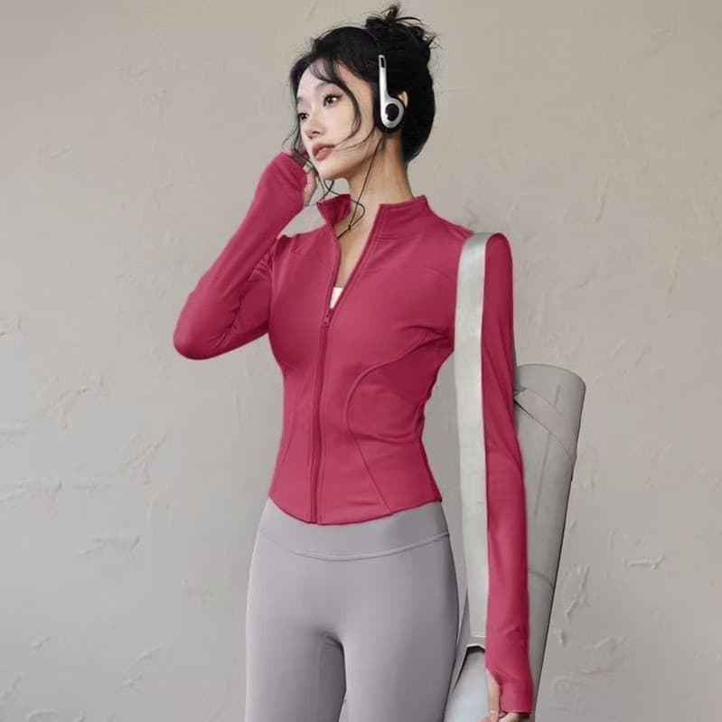 Roupas de fitness femininas jaqueta esportiva correndo fitness yoga roupas fino-ajuste montanhismo roupas de secagem ráp