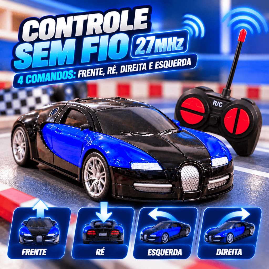 PROMOÇÃO - Carrinho Bugatti de controle remoto