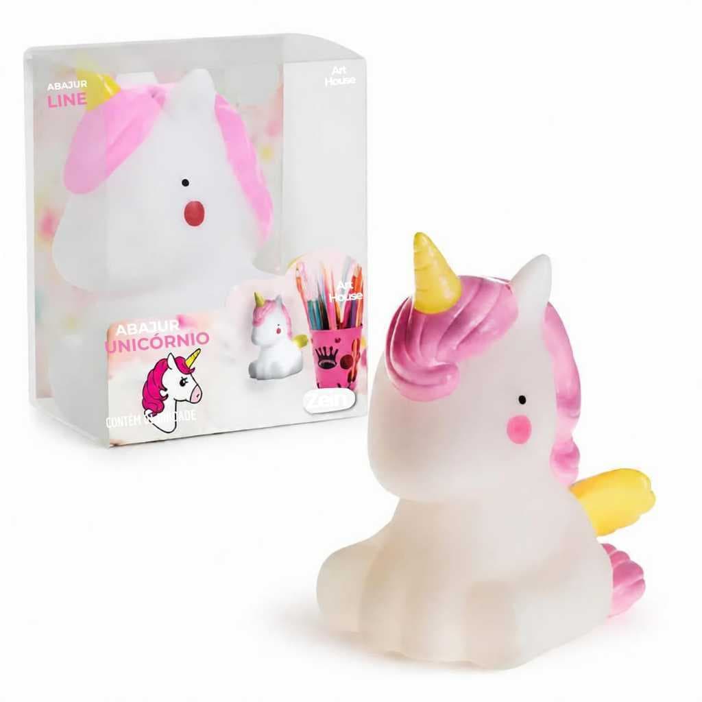 Luminária Unicórnio 11,5cm Sem Fio LED Decoração Quarto Infantil