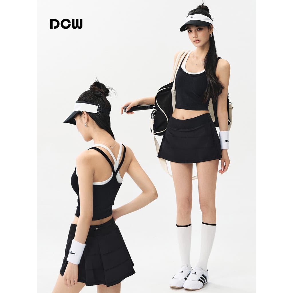 DCW Pilates yoga colete feminino copo fixo contraste cor mais magro olhar Fitness correndo treinamento yoga roupas roupa