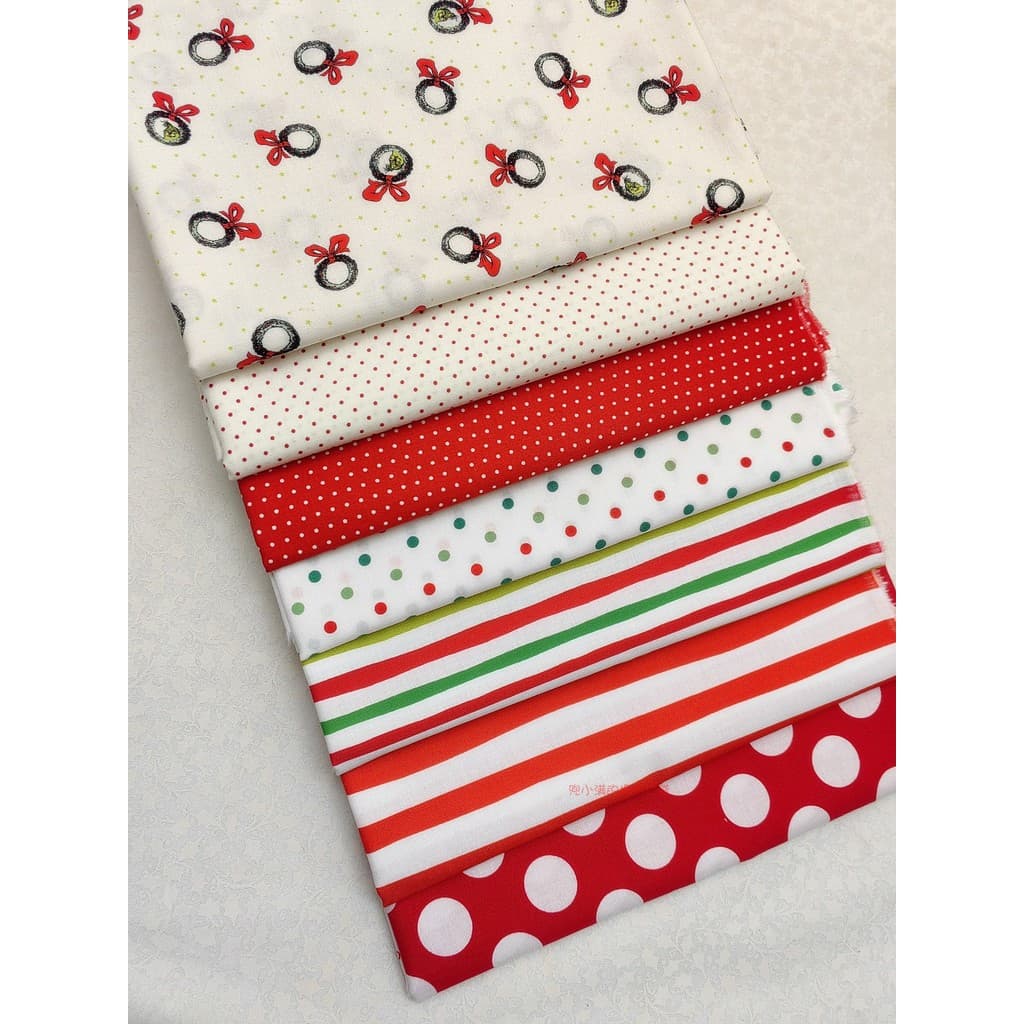 Tecido de bolinhas de algodão puro feito à mão DIY Patchwork Bolsa Livro Roupas Tecido Estilo Natal Tecido estampado lis