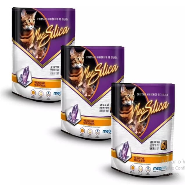 Kit 3 Areias Silica Sanitária Cristais em Gel para gatos - 1,2kg
