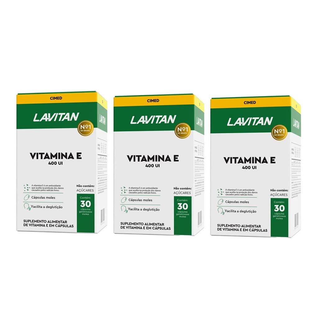 Kit 3 Lavitan Vitamina E 400ui Suplemento - 30 Caps - Cimed