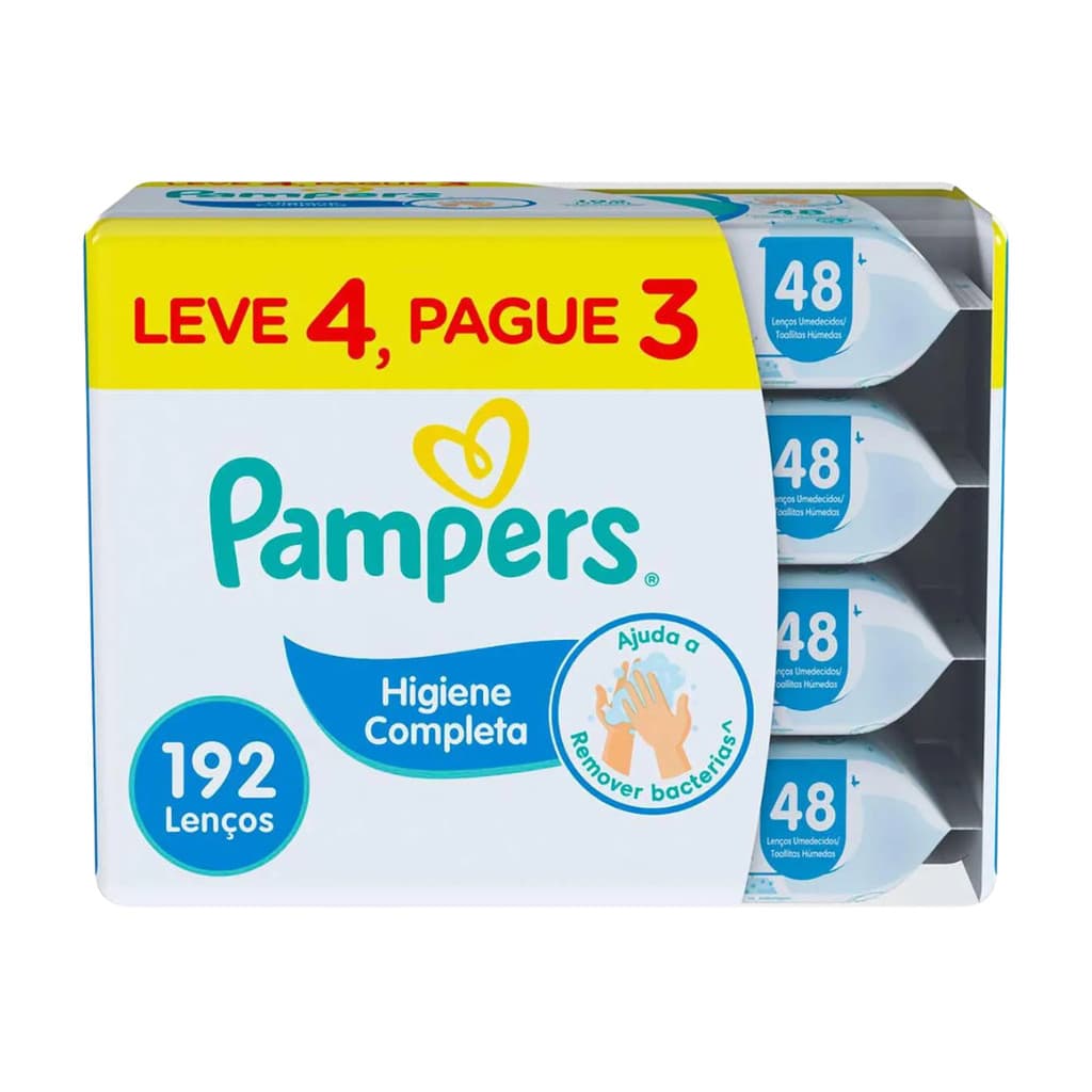 Kit Lenço Umedecido Pampers 48 unidades - Leve 4 pague 3
