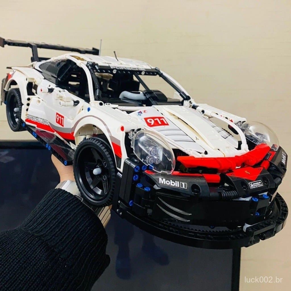 1600 peças de blocos de montar Lego, modelo de supercarro Porsche 911, carro esportivo Ferrari para crianças, alta dific