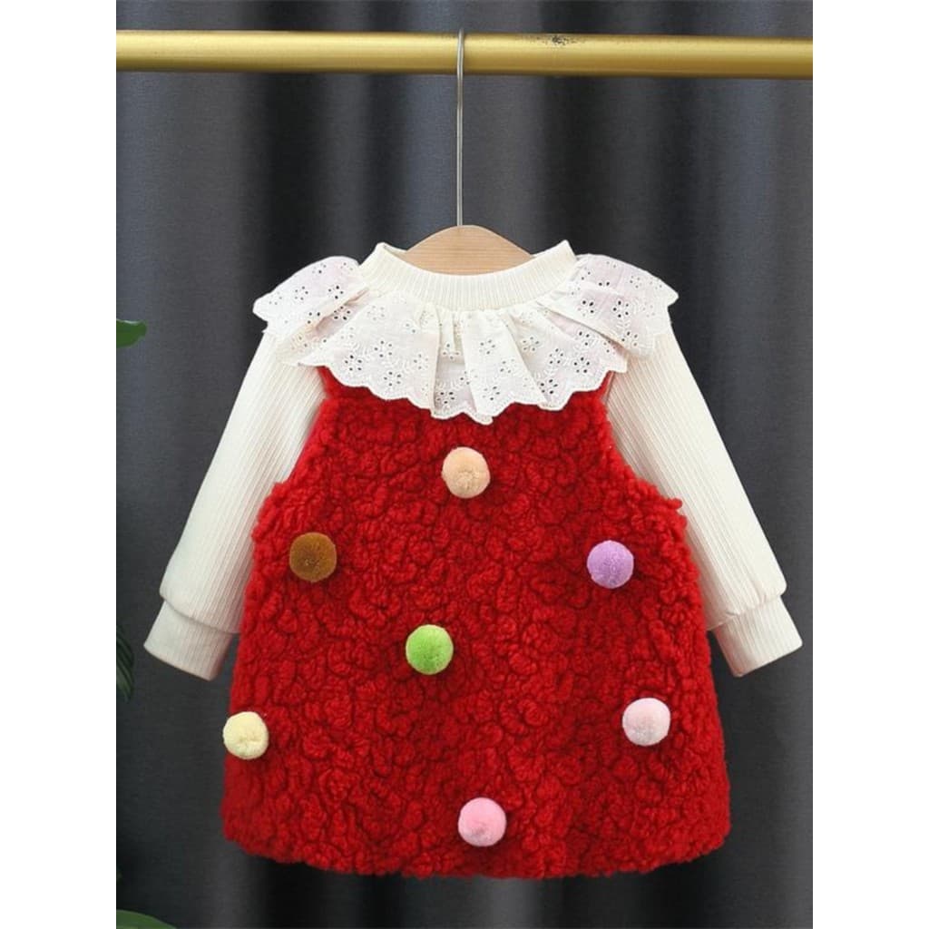 Meninas roupas de inverno forro de lã vestido roupas de bebê outono inverno bebê menina terno de duas peças moda menina 