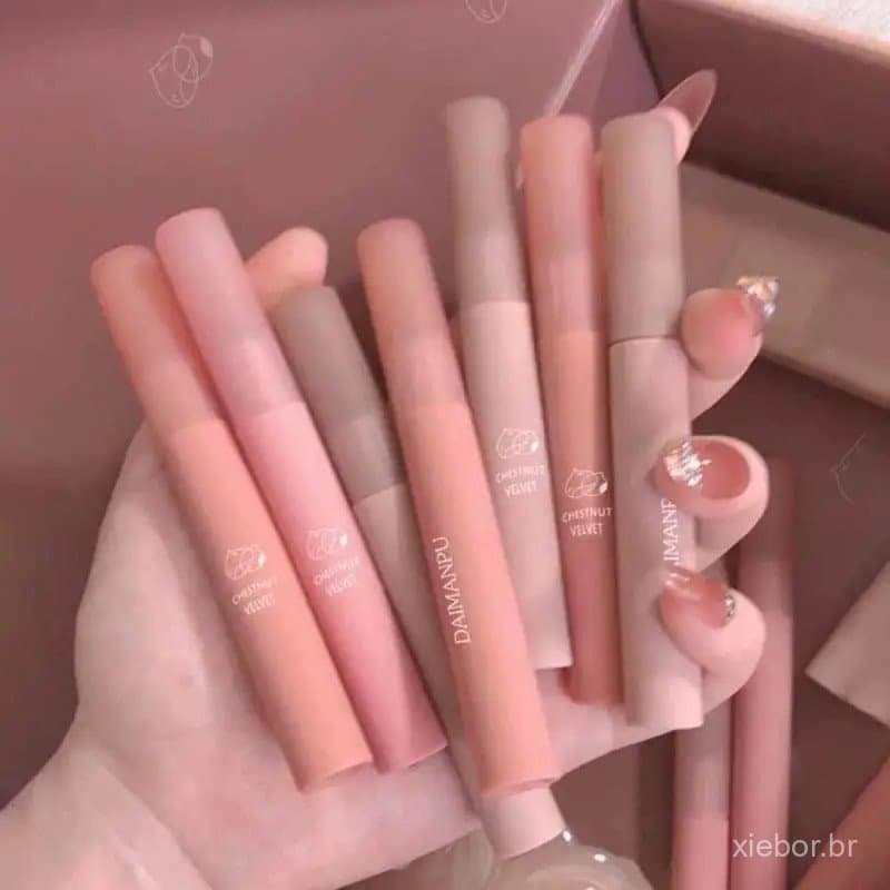 Batom Matte Veludo em 12 Cores, À Prova D'Água, Longa Duração, Batom Líquido Vermelho, Gloss Labial, Cosmético Coreano T