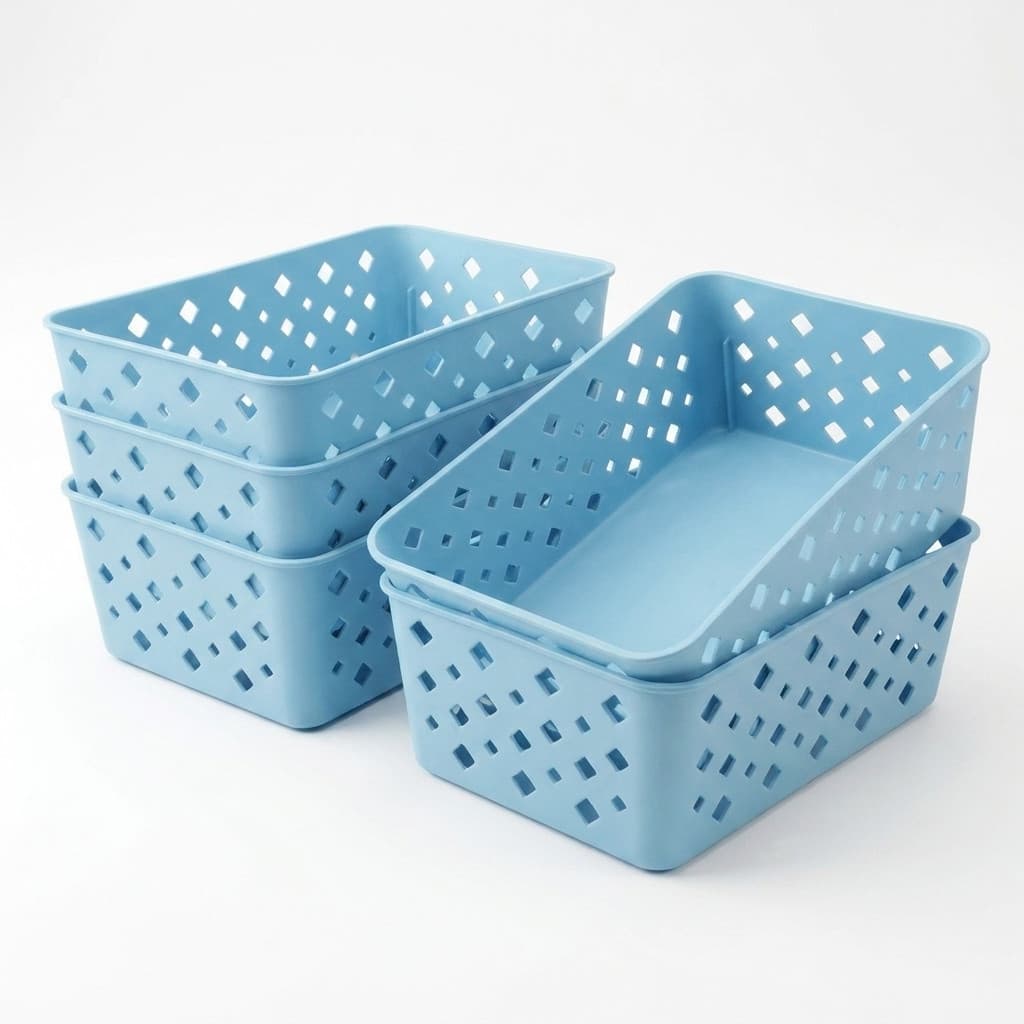 Kit 6 Cestos Organizador Multiuso Branco Empilhável Armário Gaveta Closet Lavanderia Cozinha Caixa Organizadora